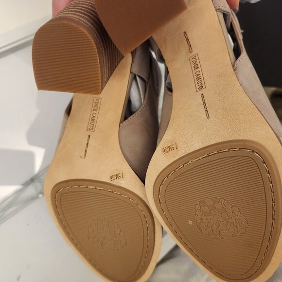 Vince Camuto Grey Leather " Bernida" Peep toe Heeled Sandals. NIB. Size Various - Picture 7 of 11